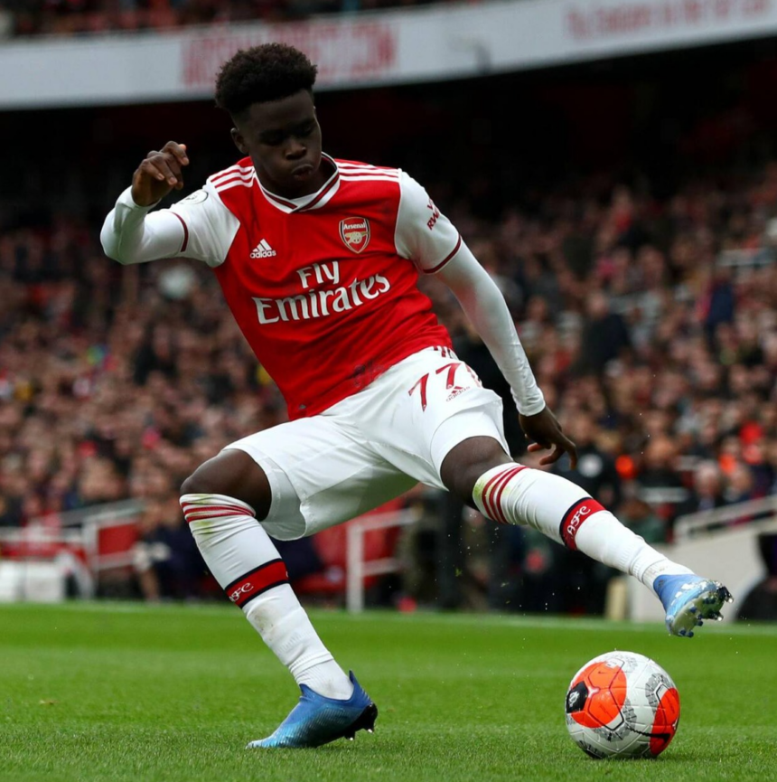 Bukayo Saka in action during a Premier League match