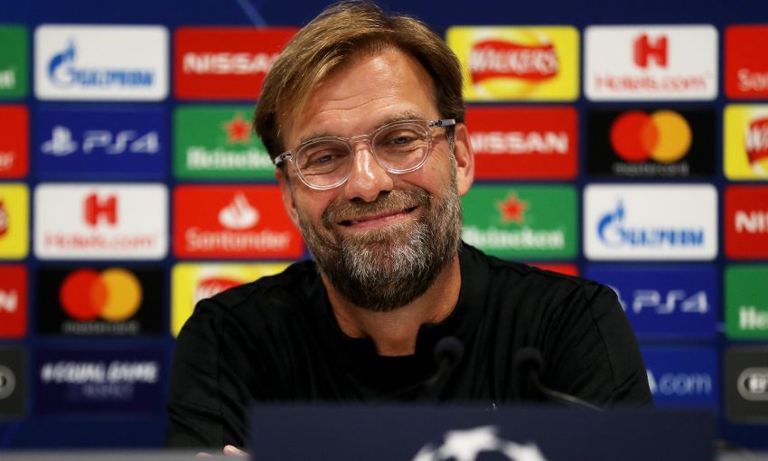 Jurgen Klopp at a press conference or speaking with players